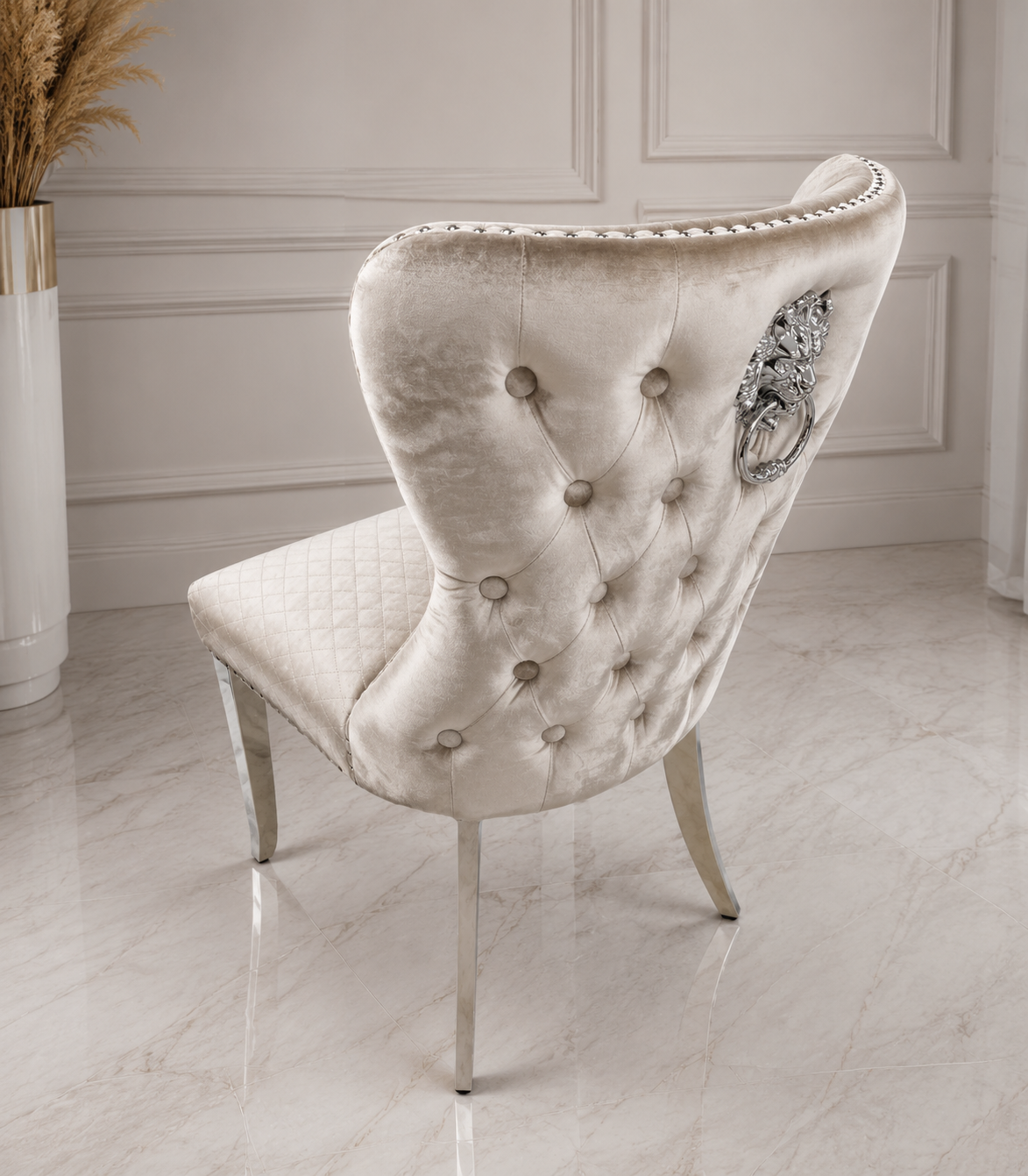 1.3 Pandora Marble 4 Mink Chesterfield Chairs