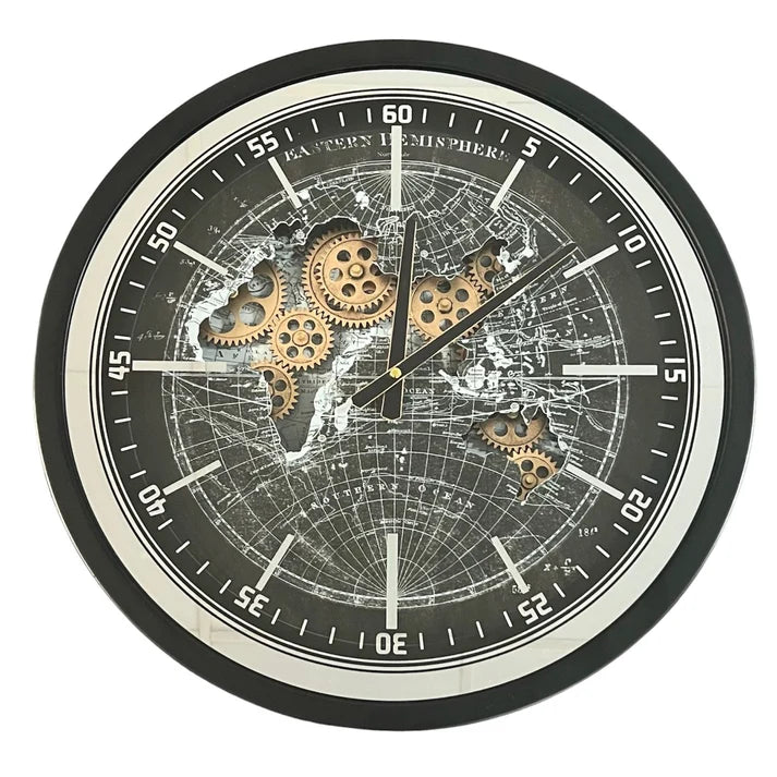 Chrono Atlas – Steampunk World Map Wall Clock