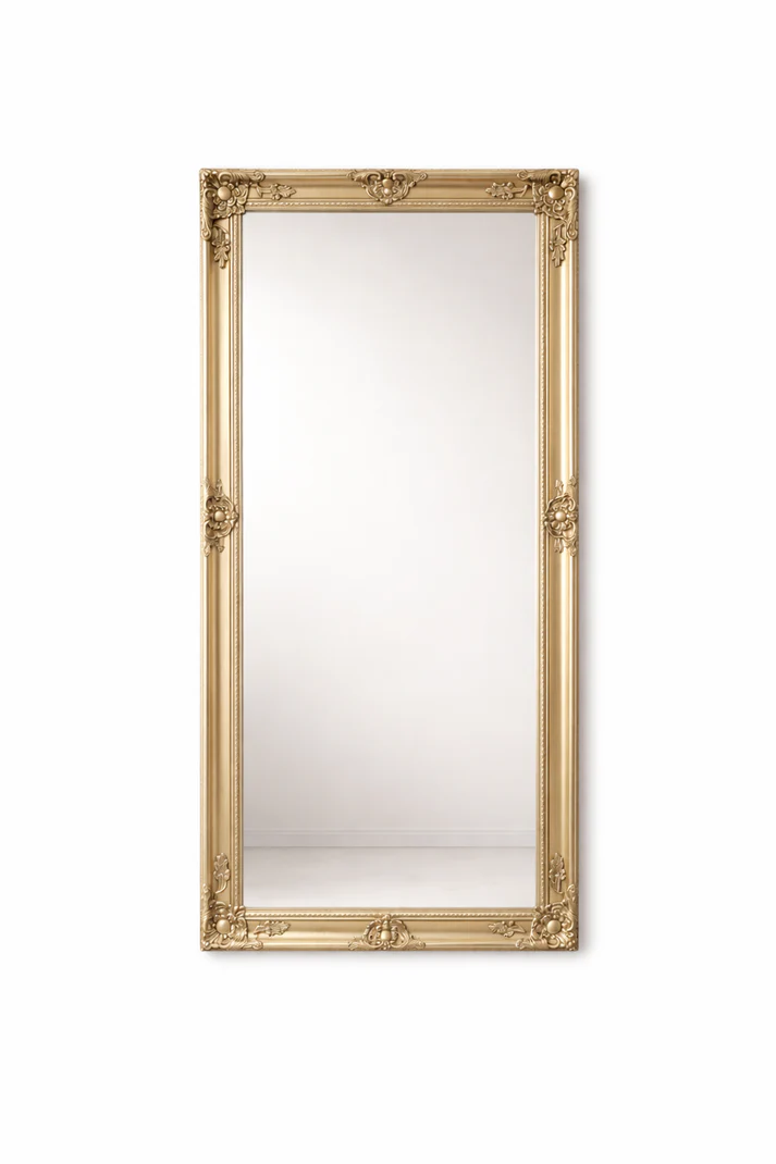 Champagne French Carved Baroque Mirror