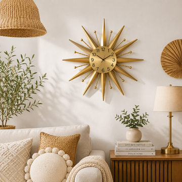 Aurora – Gold Sunburst Wall Clock (70cm)