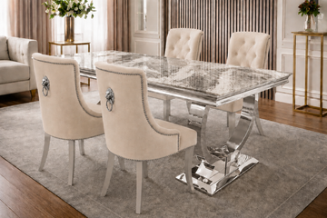 Chelsea Verona Beige Marble Dining Set