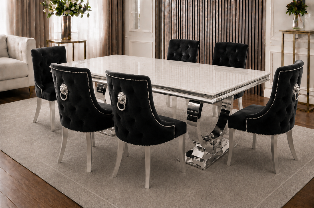 Chelsea Verona Cream Marble Dining Set