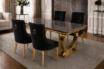 Chelsea Bentley Noir Black Marble Dining Set