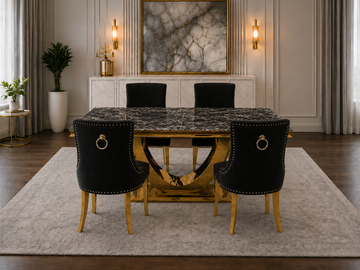 London Monaco Prestige Black Marble Dining Set