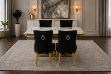 London Verona Gold And White Marble Dining Set