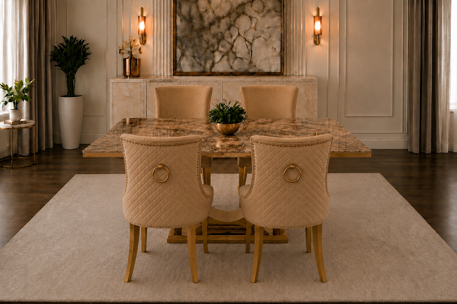 London Milano Marble Dining Set