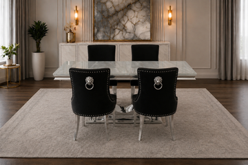 London Kensington Cream Marble Dining Set