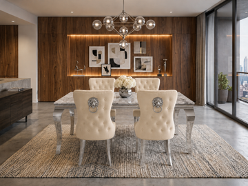 Lewis Verona Beige Marble Dining Set