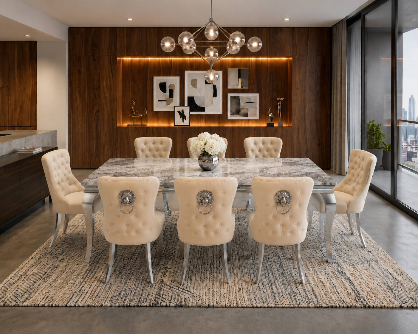 Lewis Verona Beige Marble Dining Set