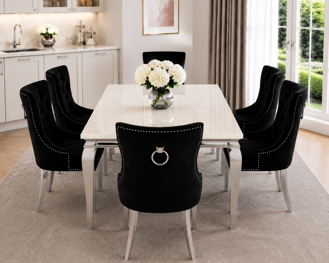 Lewis Kensington Cream Marble Dining Set
