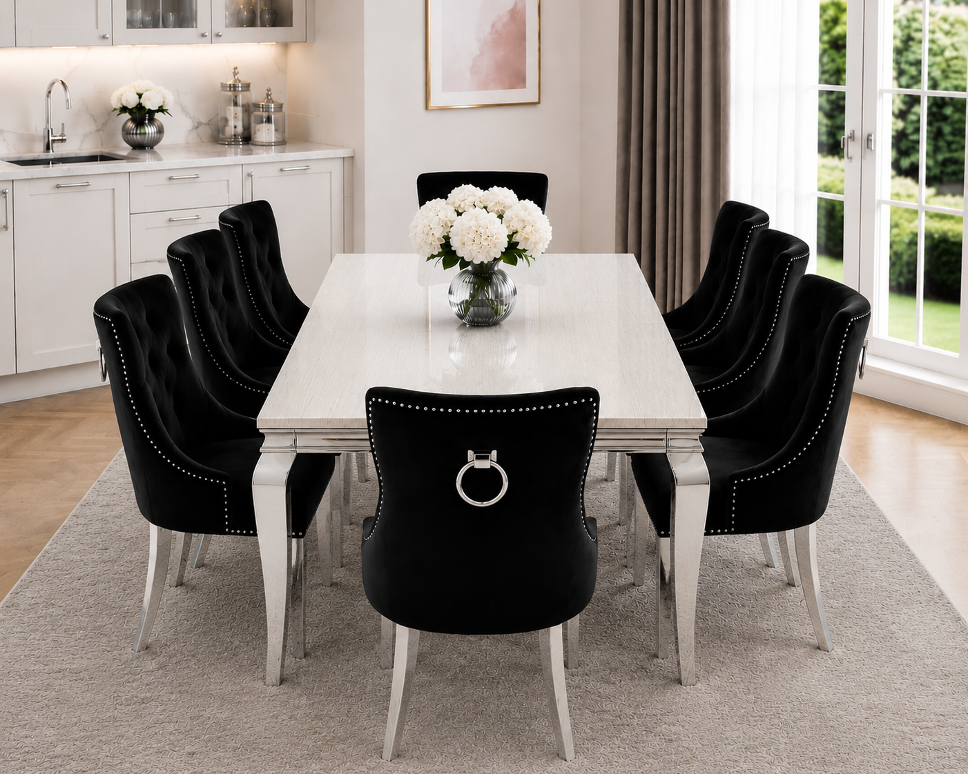 Lewis Kensington Cream Marble Dining Set