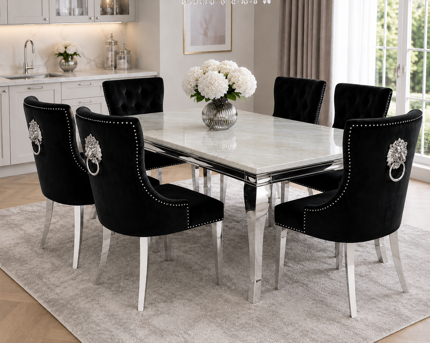 Lewis Kensington Cream Marble Dining Set