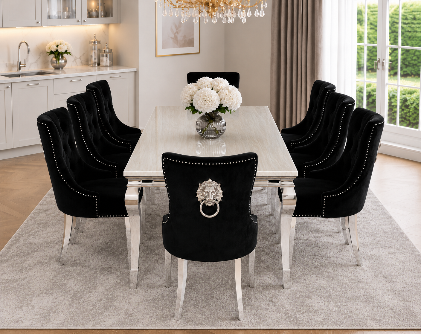 Lewis Kensington Cream Marble Dining Set