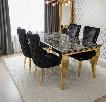 Lewis Monaco Prestige Black Marble Dining Set