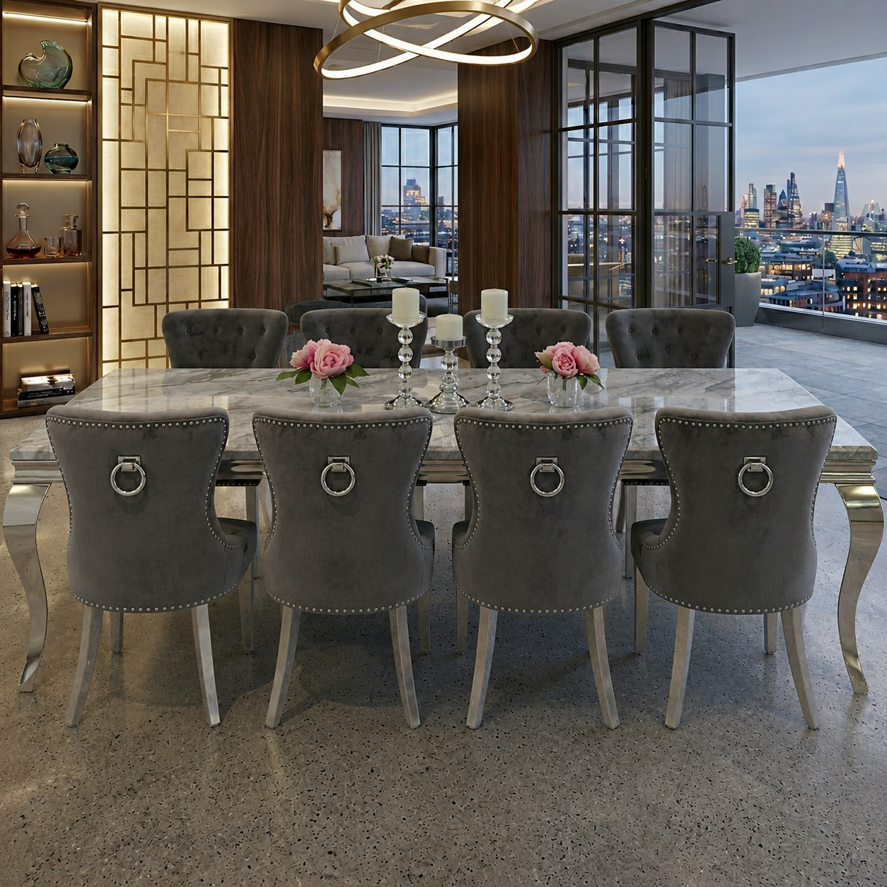 Lewis Grey Dining Table Set 1.5m/1.8m/2m - 4/6/8 Dining Chairs