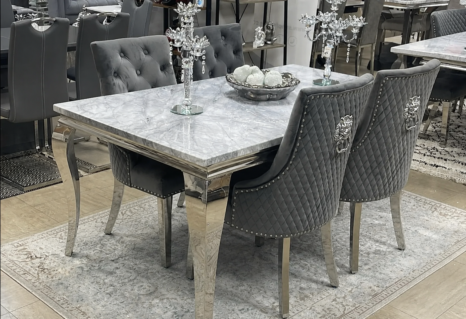 Lewis Grey Dining Table Set 1.5m/1.8m/2m - 4/6/8 Dining Chairs