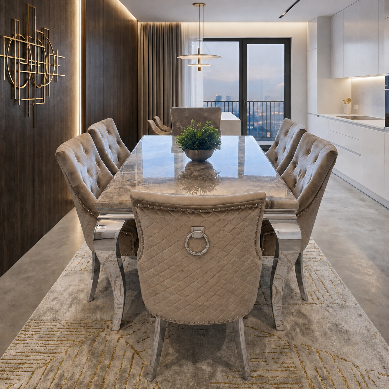 Lewis Milano Marble Dining Set