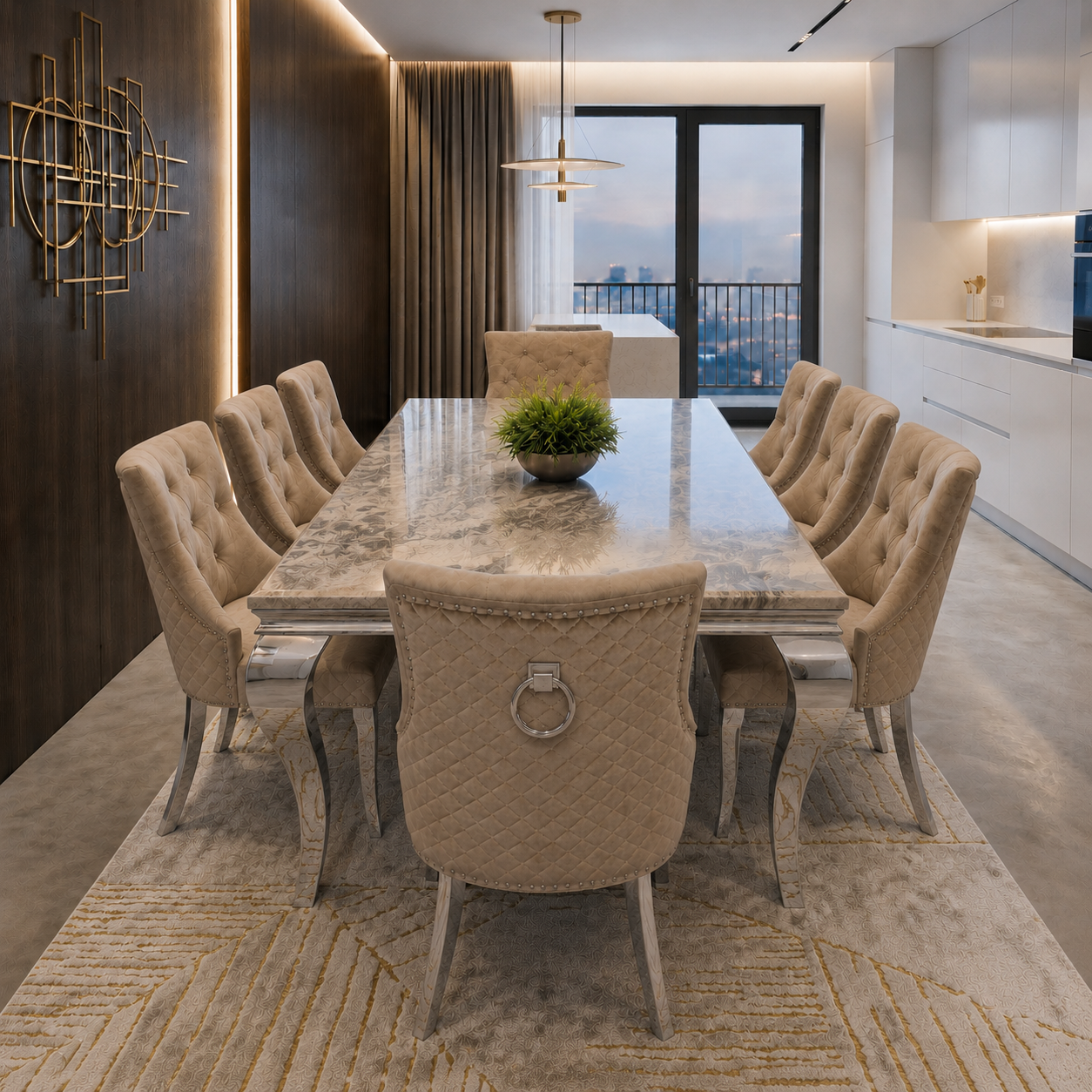 Lewis Milano Marble Dining Set