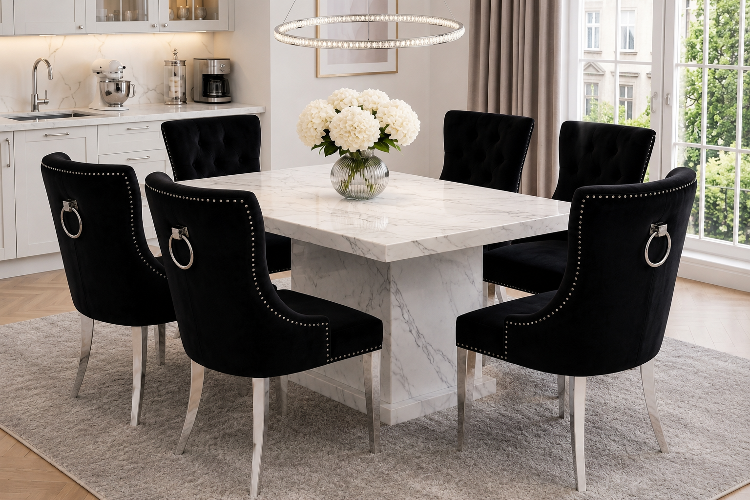 MB White Marble 1.5m Dining Table
