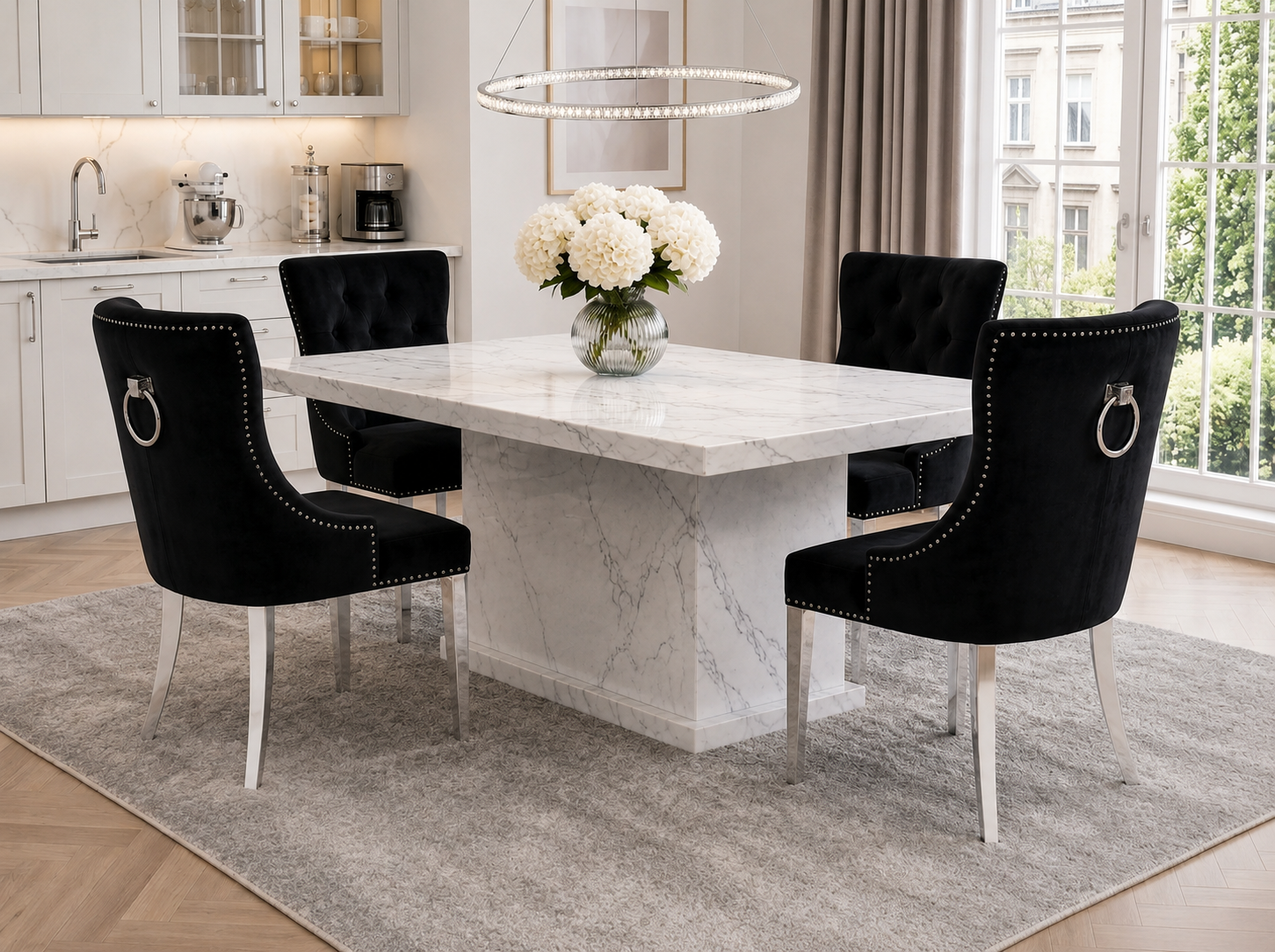 MB White Marble 1.5m Dining Table