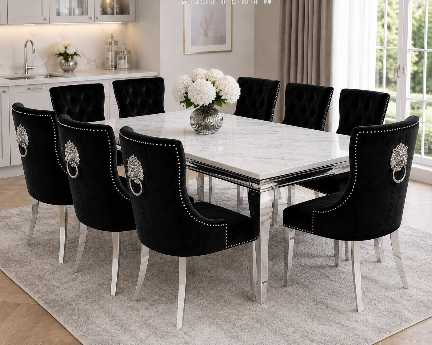 Lewis Kensington White Marble Dining Set