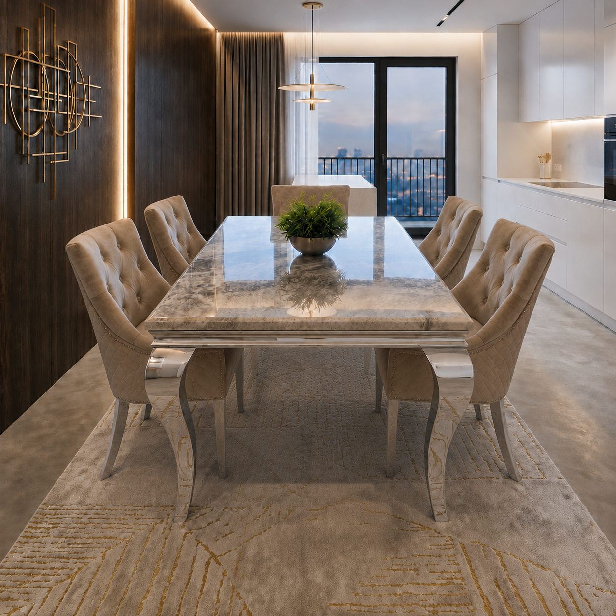 Lewis Milano Marble Dining Set