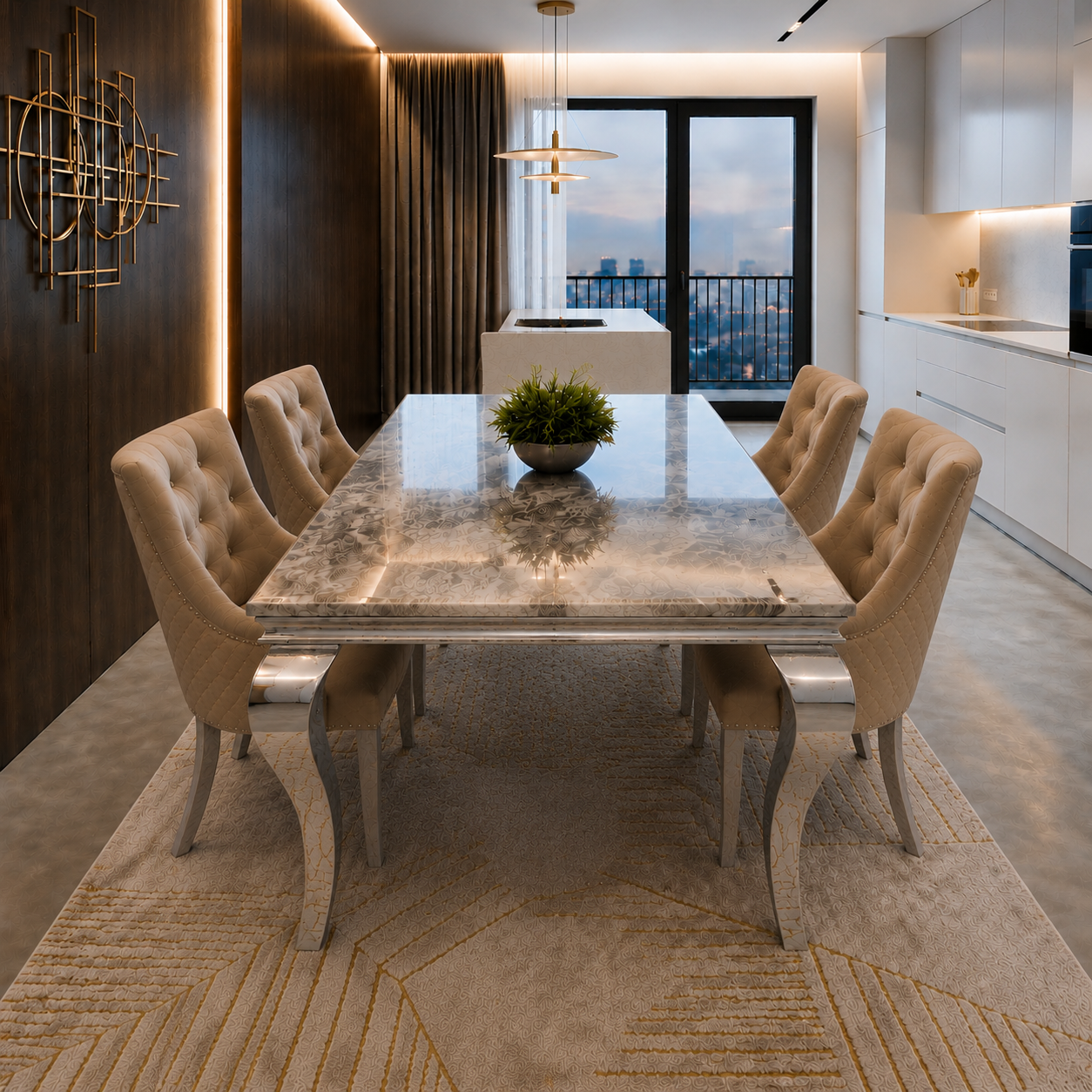 Lewis Milano Marble Dining Set