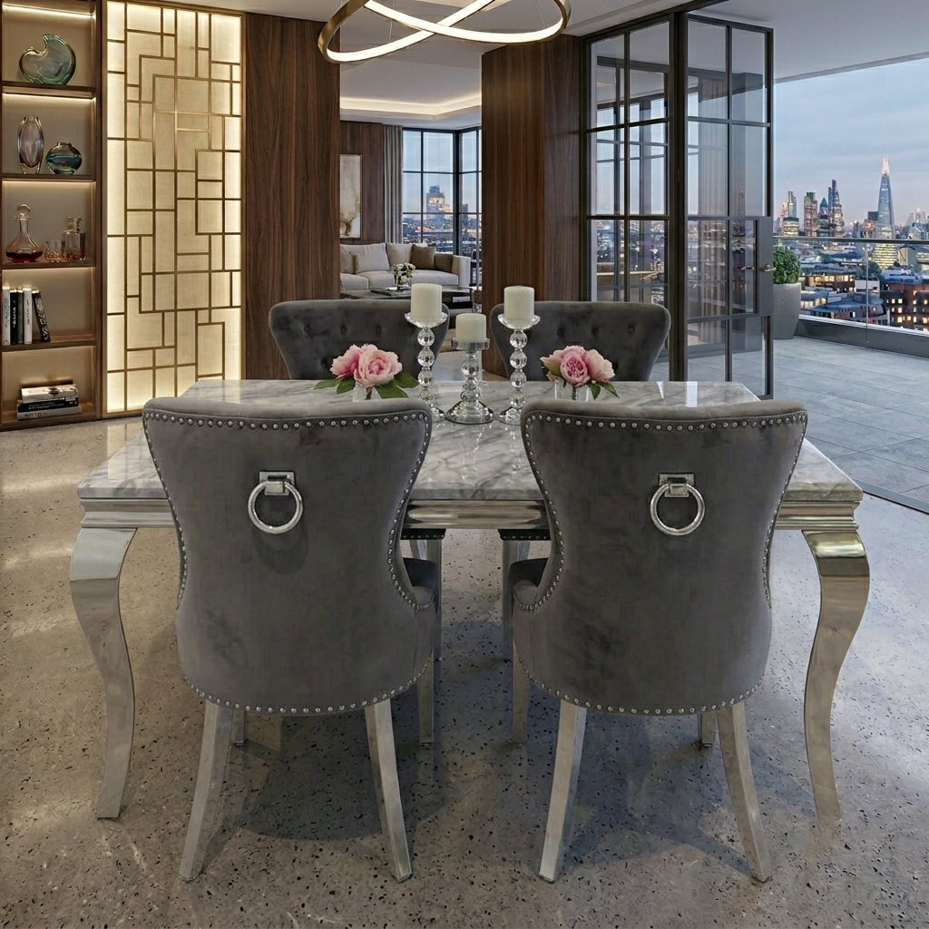 Lewis Grey Dining Table Set 1.5m/1.8m/2m - 4/6/8 Dining Chairs