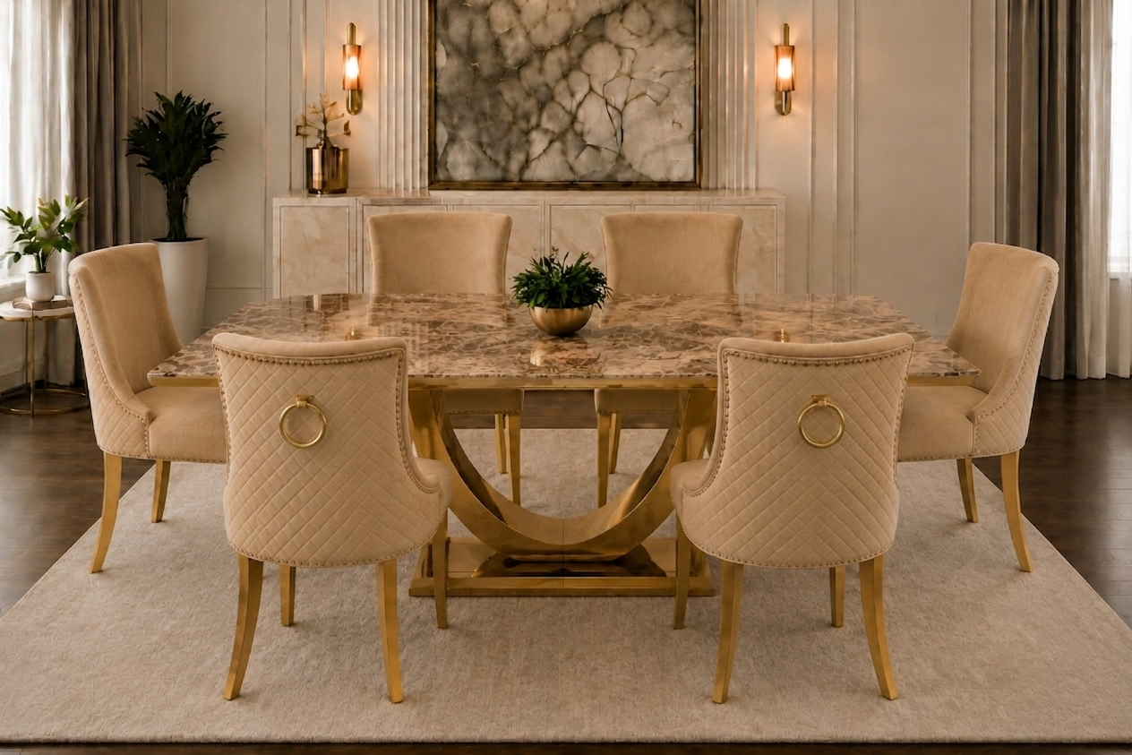 London Milano Marble Dining Set