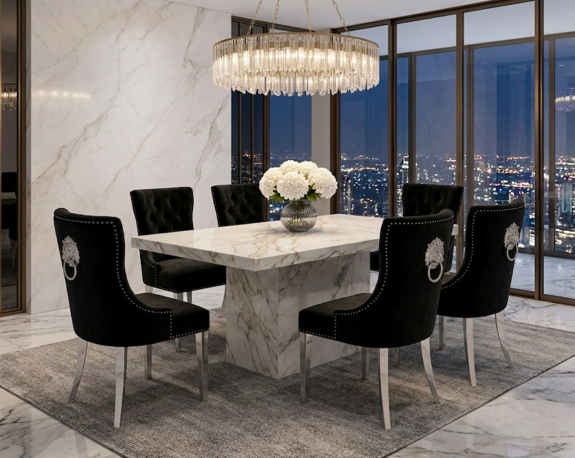 MB White Marble 1.5m Dining Table
