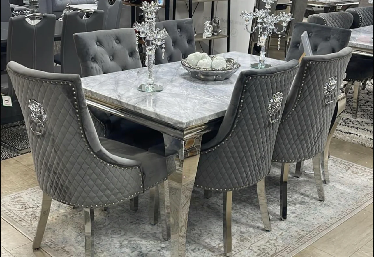 Lewis Grey Dining Table Set 1.5m/1.8m/2m - 4/6/8 Dining Chairs