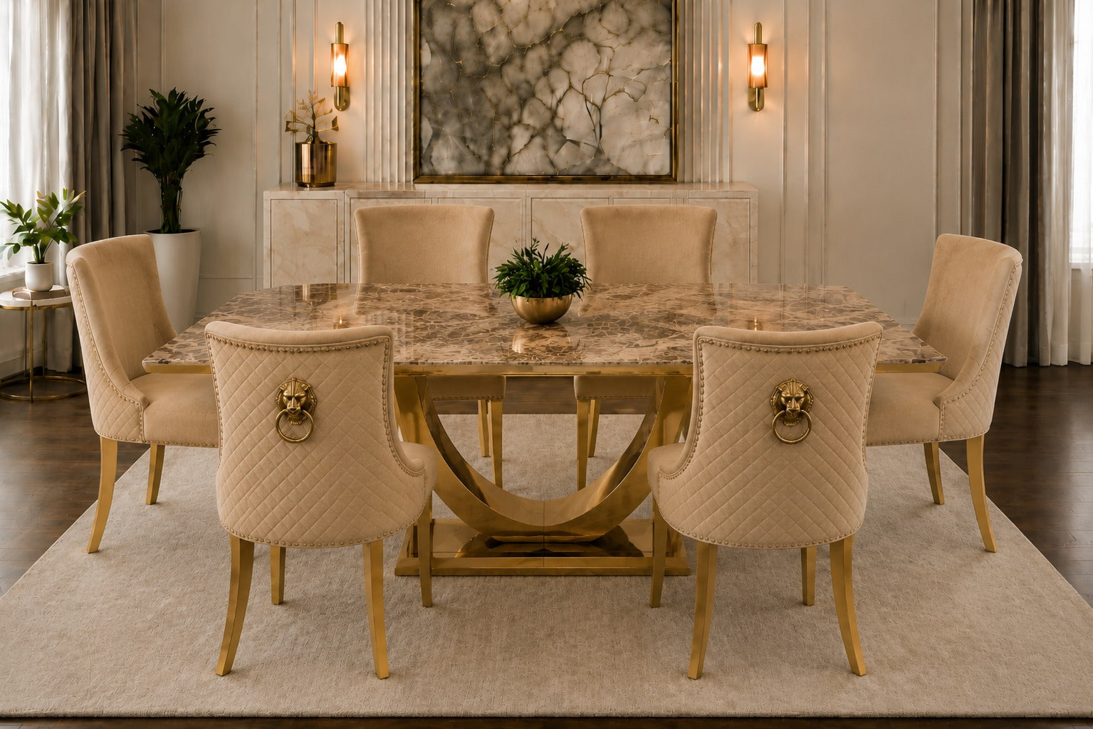 London Milano Marble Dining Set