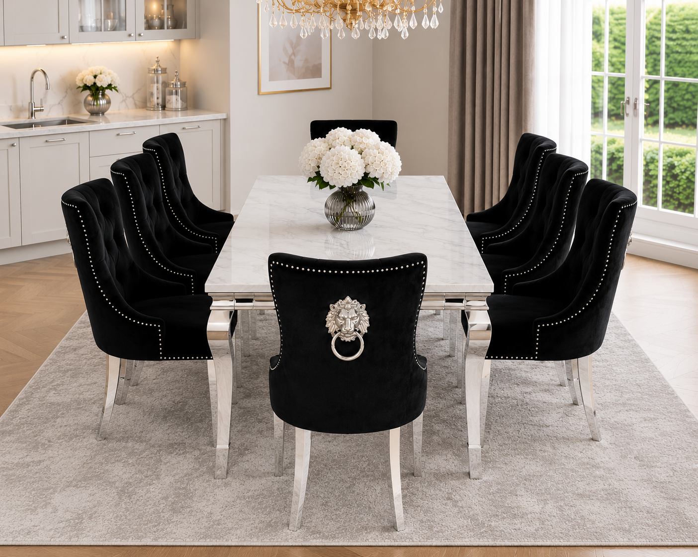 Lewis Kensington White Marble Dining Set