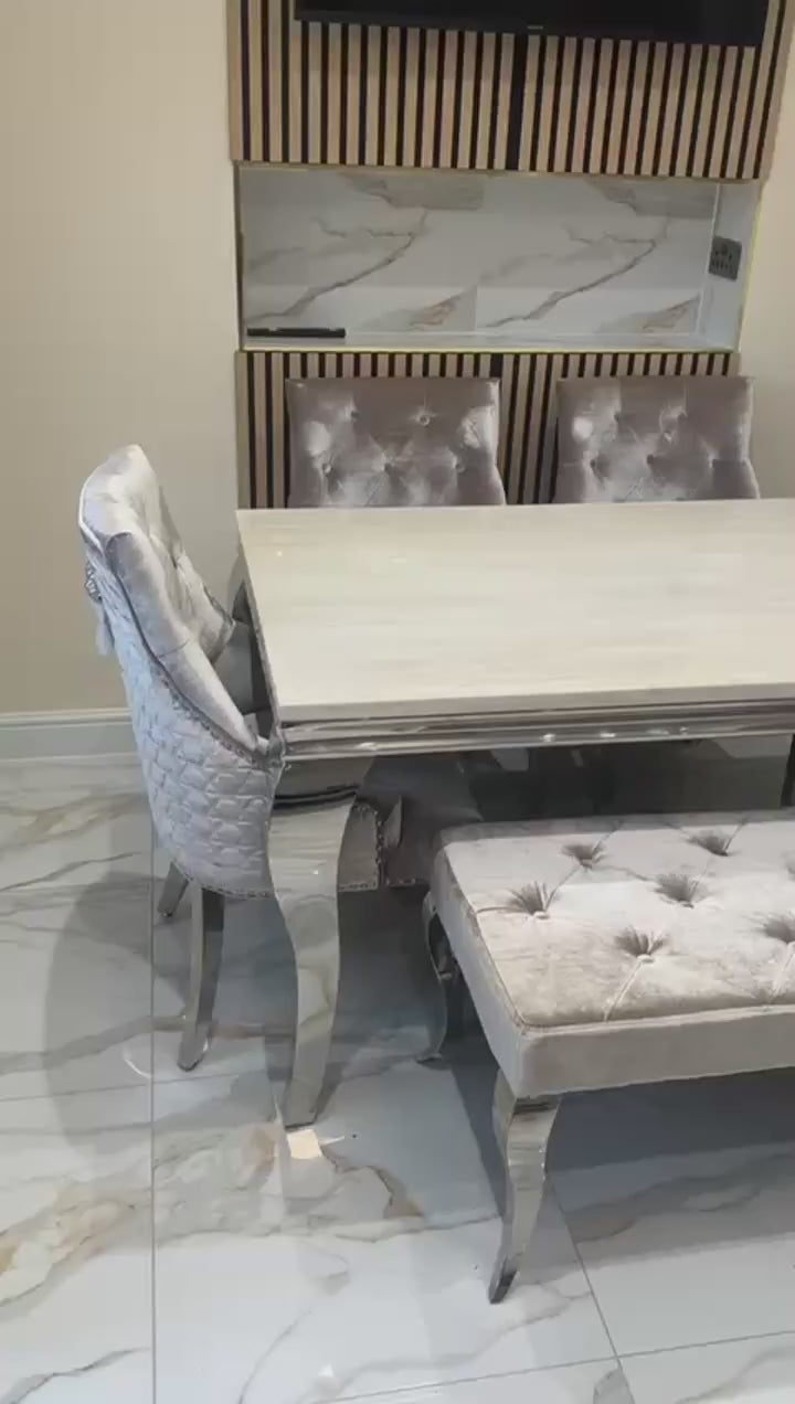 1.5 Cream Louis 4 Mink Chairs bench